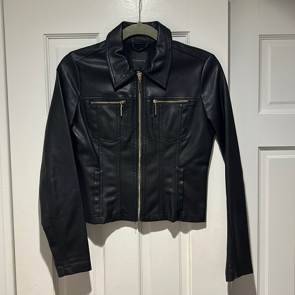 Dynamite Faux Leather Jacket - Black - XS